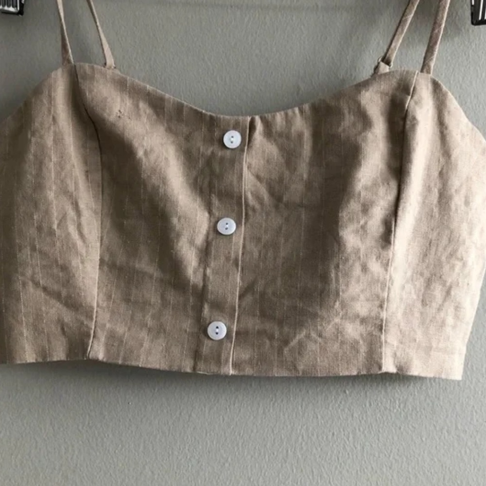 Leith Boho Button Down Spaghetti Strap Striped Br… - image 3